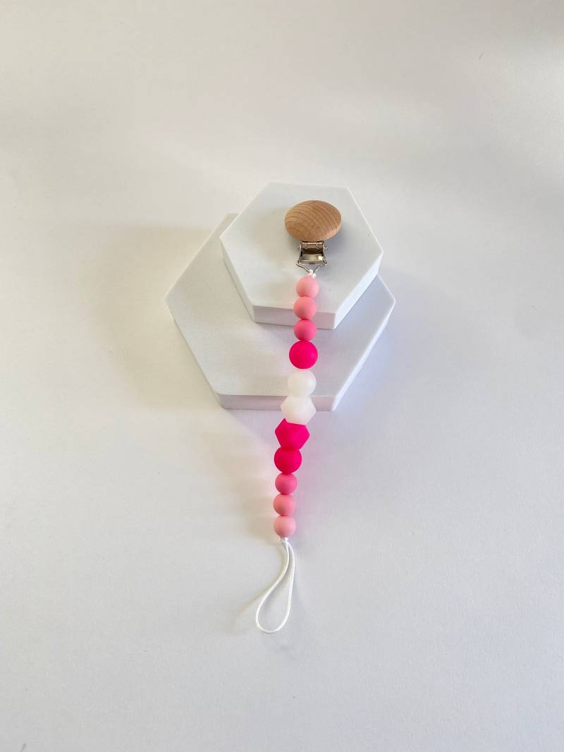 Rosa Silikon Schnullerclip | Mit Rainbow Chew von Etsy - PacificPacifiers