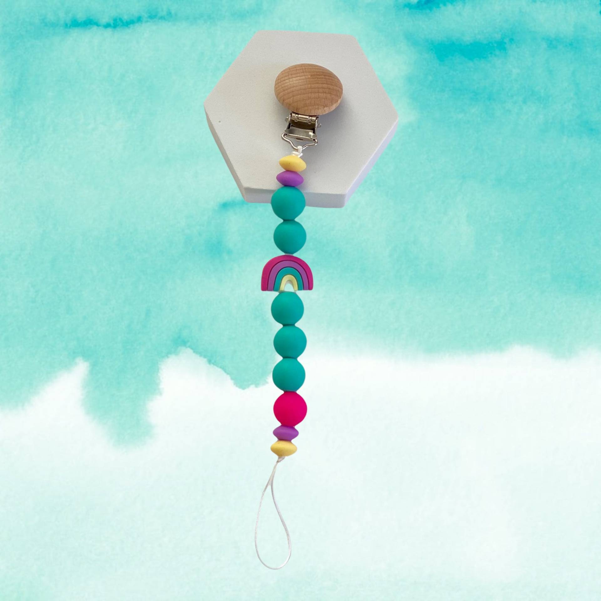 Teal Regenbogen Schnullerclip von Etsy - PacificPacifiers