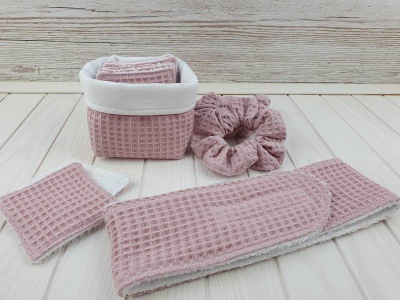 Kosmetikpads Utensilo Srunchies Kosmetikstirnband Set Altrosa von Etsy - PantufaDE