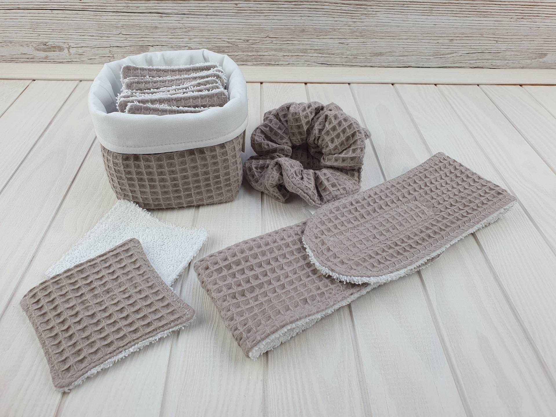 Kosmetikpads Utensilo Srunchies Kosmetikstirnband Set Taupe von Etsy - PantufaDE