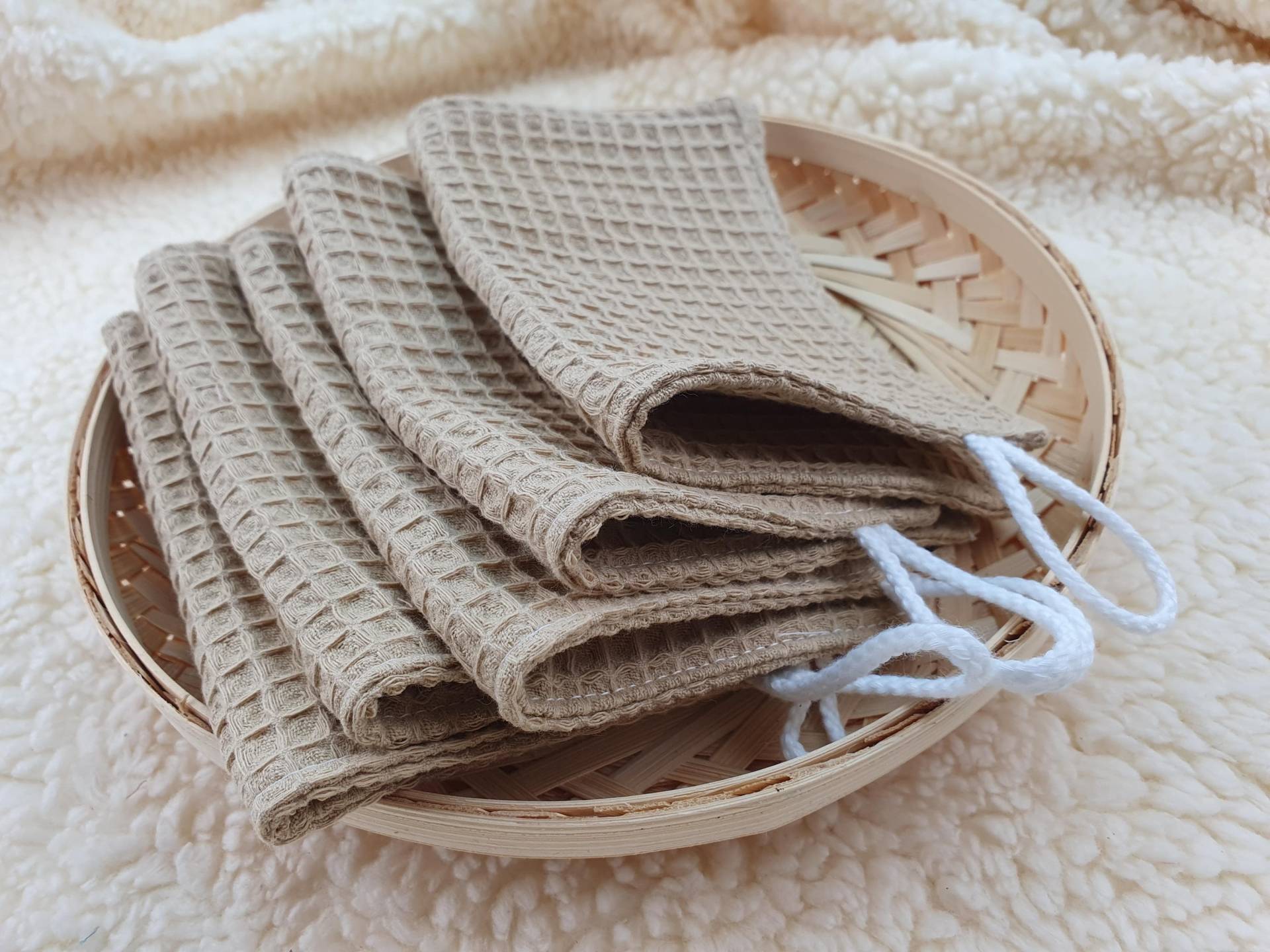 Waschlappen Waschtücher Waffelpique Beige von Etsy - PantufaDE