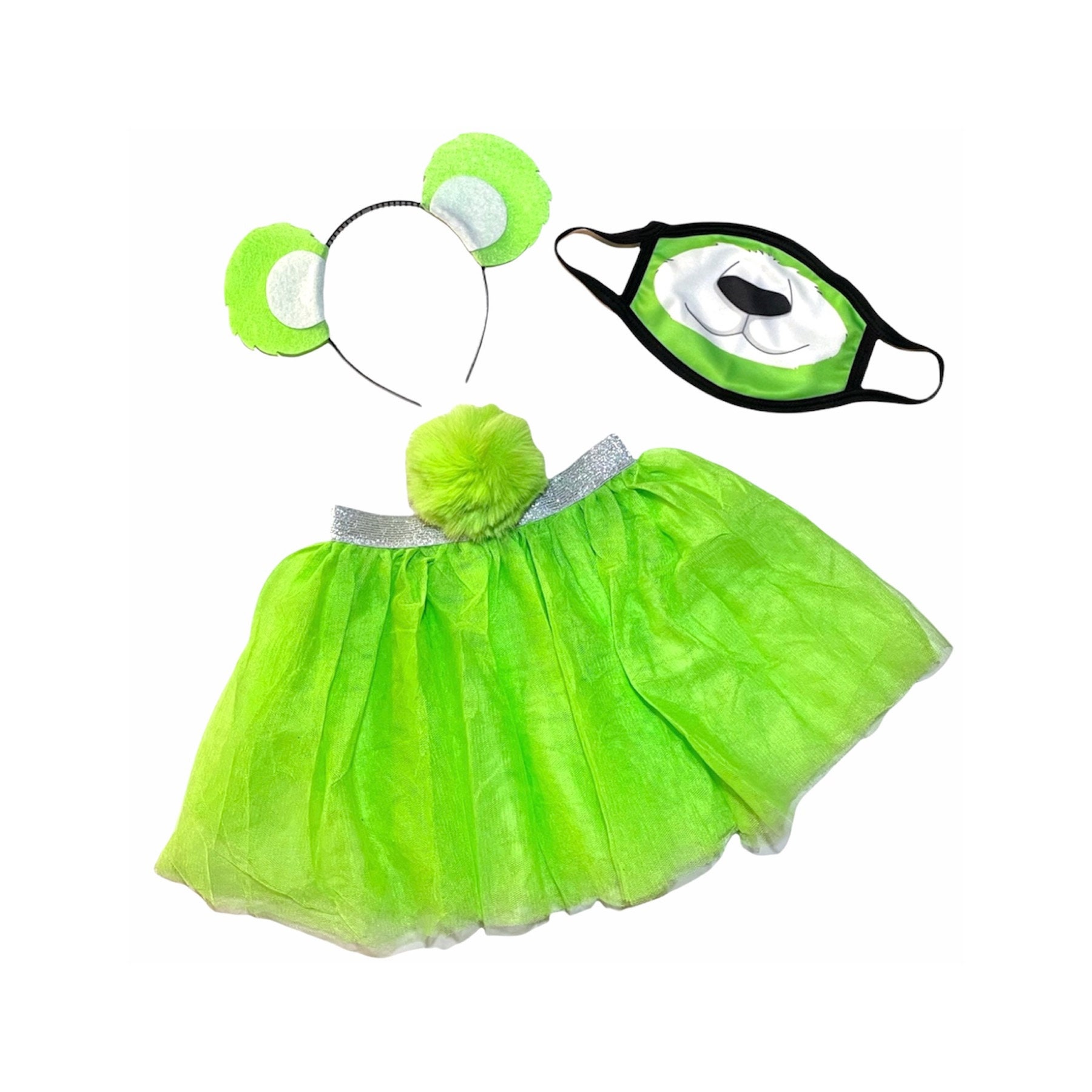 Lindgrünes Stirnband Tutu Tail Gesichtsmaske Bär Ohren Geburtstagsparty Favorien Damen Mädchen Kostümpflege Bunt Baby Babys Kind Erwachsene von Etsy - PartyEars