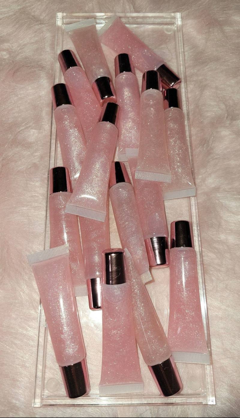 Champagner Zuckerzauber Glanz | Veganer Lipgloss Rosa Glitzernder Squeeze Tube Feuchtigkeitsspendender von Etsy - PeriwinkleeCo