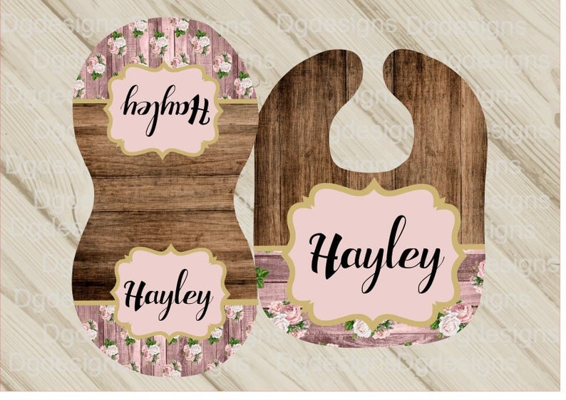 Rustikales Blumen Baby Lätzchen Und Spucktuch Set, Rosenholz Design Rustikales Blumen Baby Lätzchen Und Spucktuch Set, Rosenholz Design von Etsy - PersonalizedTouch11