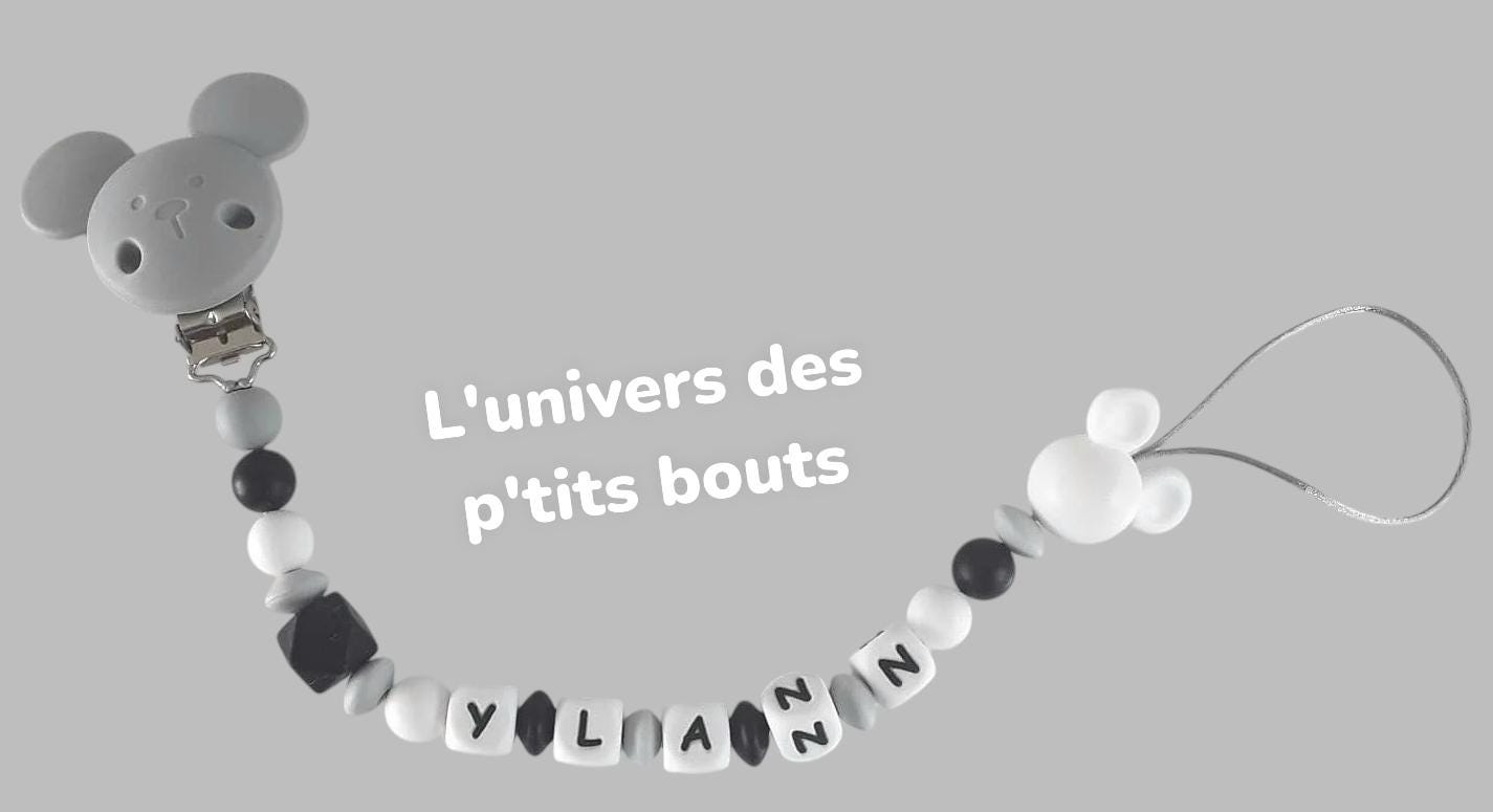 Personalisierter Schnullerclip Aus Silikon - Maus Personalisierter Schnullerclip Aus Silikon - Maus von Etsy - PetitsboutsCreations