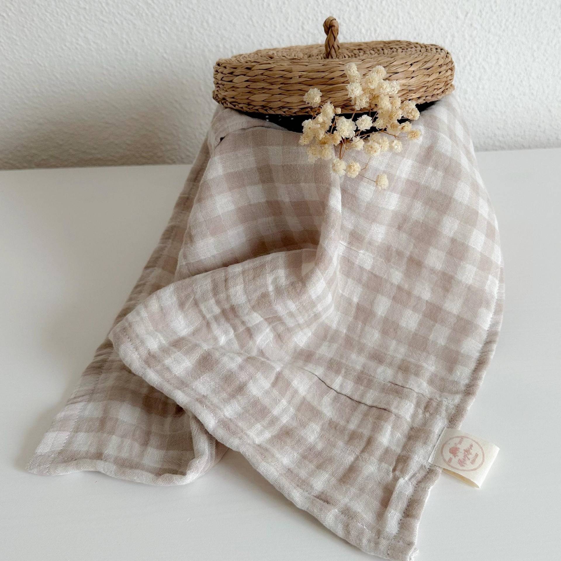 Spucktuch Aus Musselin | Mulltuch Cottage Core Landhausstil Kariert Handmade Babygeschenk Doppellagig Geschenk Zur Geburt von Etsy - Pfingstrosenatelier