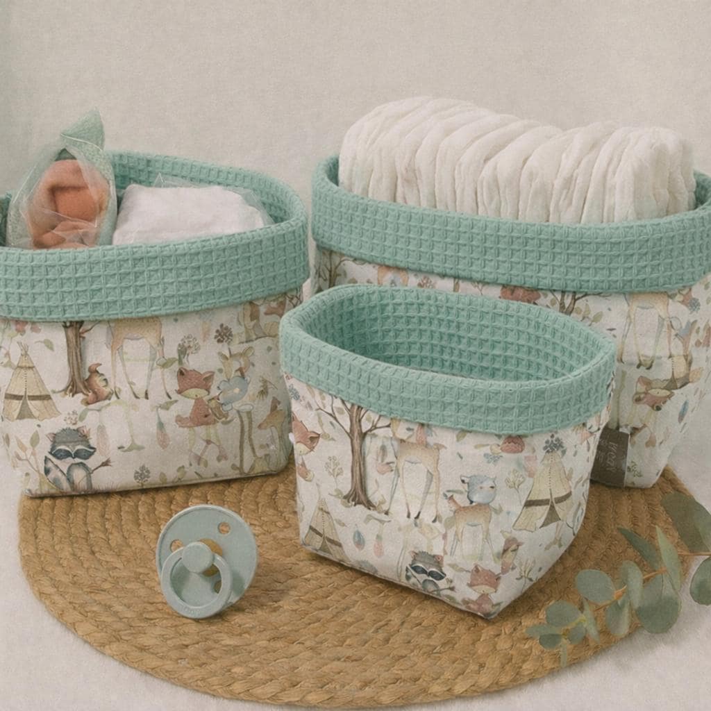 Utensilo - Waldfreunde Meergrün Körbchen Wickeltisch Aufbewahrungskörbchen Wickeltischkörbchen Stoffkörbchen Utensilos Utensilo - Waldfreunde Meergrün Körbchen Wickeltisch Aufbewahrungskörbchen Wickeltischkörbchen Stoffkörbchen Utensilos von Etsy - PinkCloudsBabyShop
