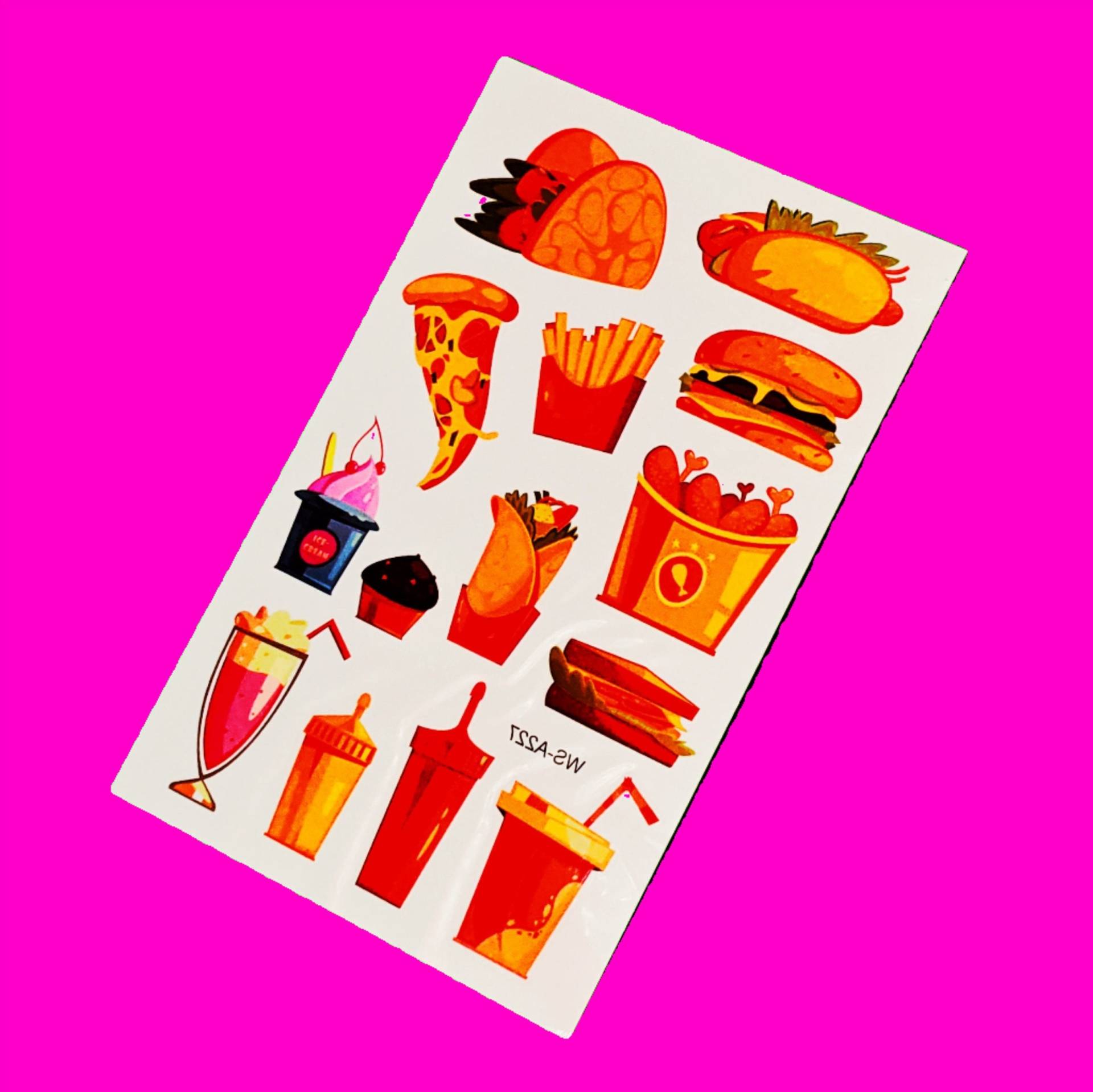 Diner Dinner Tacos Burger Und Pommes Eis Eisbecher Pizza Fast Food Takeout Leckereien Vollfarbe Mix Sheet Temporäres Tattoo - Mehr Styles von Etsy - PinkSkullCA