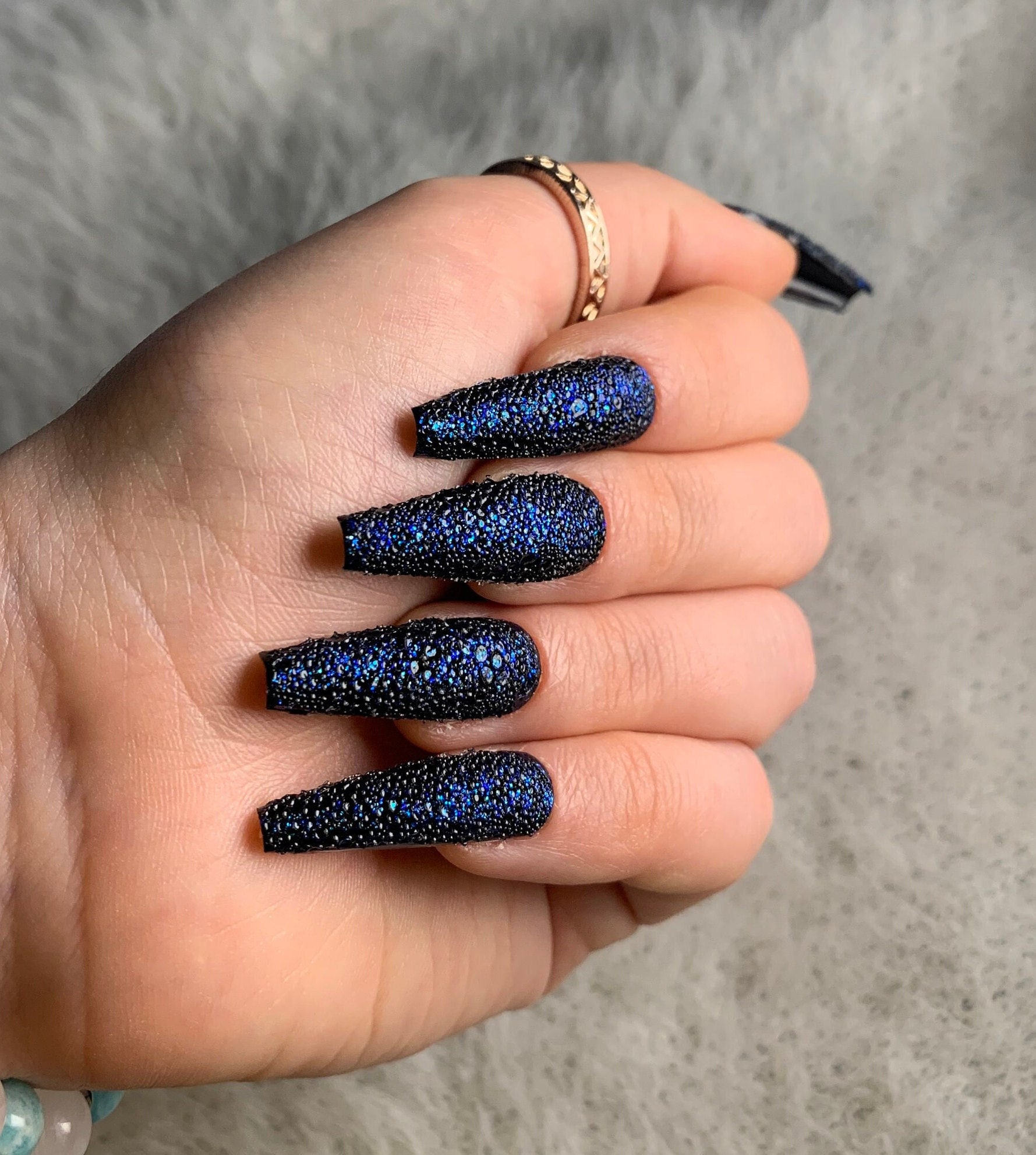 Blue Dragonscale Press On Fake Nails Handarbeit Cosplay von Etsy - PixJewelry