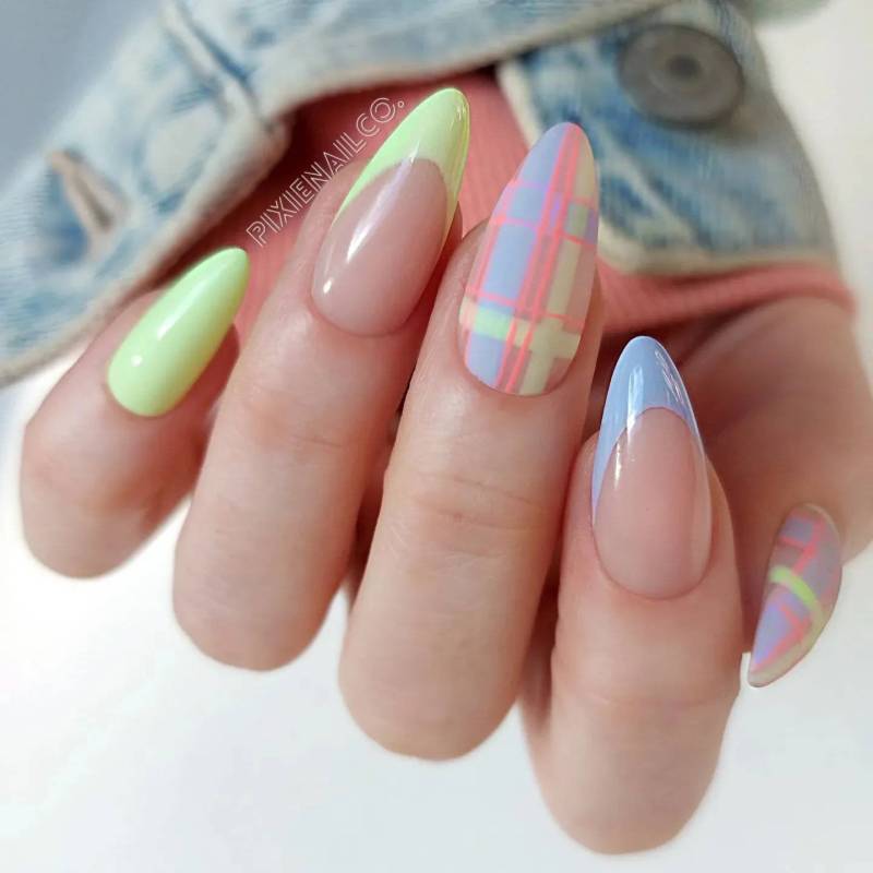 Hard Gel Professional Press On Nails, Spring Plaid von Etsy - PixieNailCo