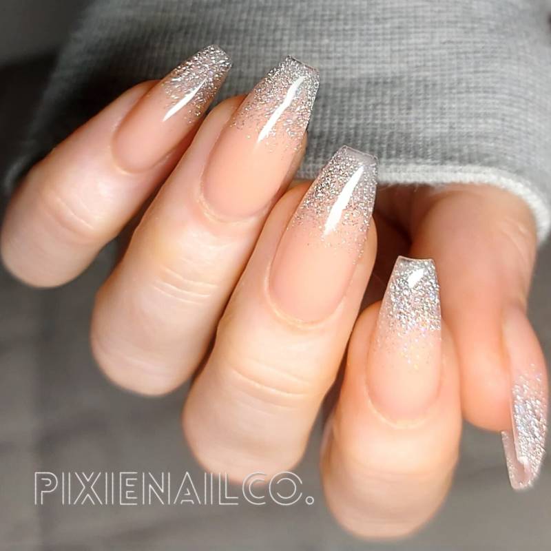 Hard Gel Sculpted Press On Nails Mit Reflective Glitter Fade von Etsy - PixieNailCo