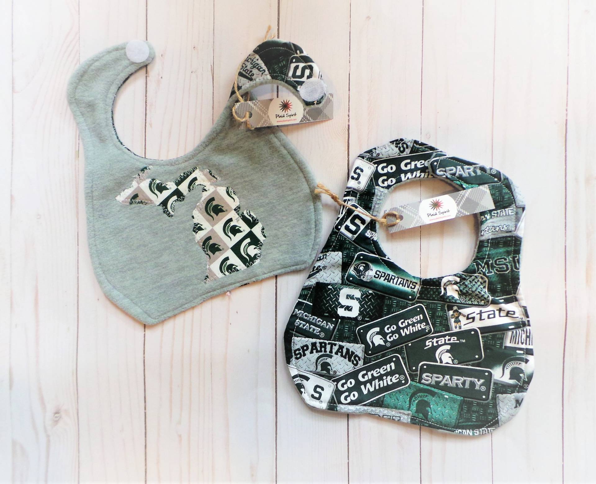 Reversibles Michigan State Baby Lätzchen Mit Logos & Form Ausschnitt; Msu Geschenk, Spartan Geschenk von Etsy - PlaidSpirit