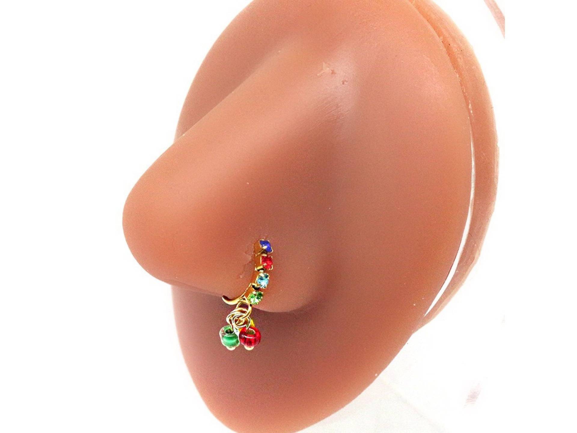 Multicolor Dangle Nasenring | Nasenbügel Nasenpiercing Nasenschmuck von Etsy - PopOfShay