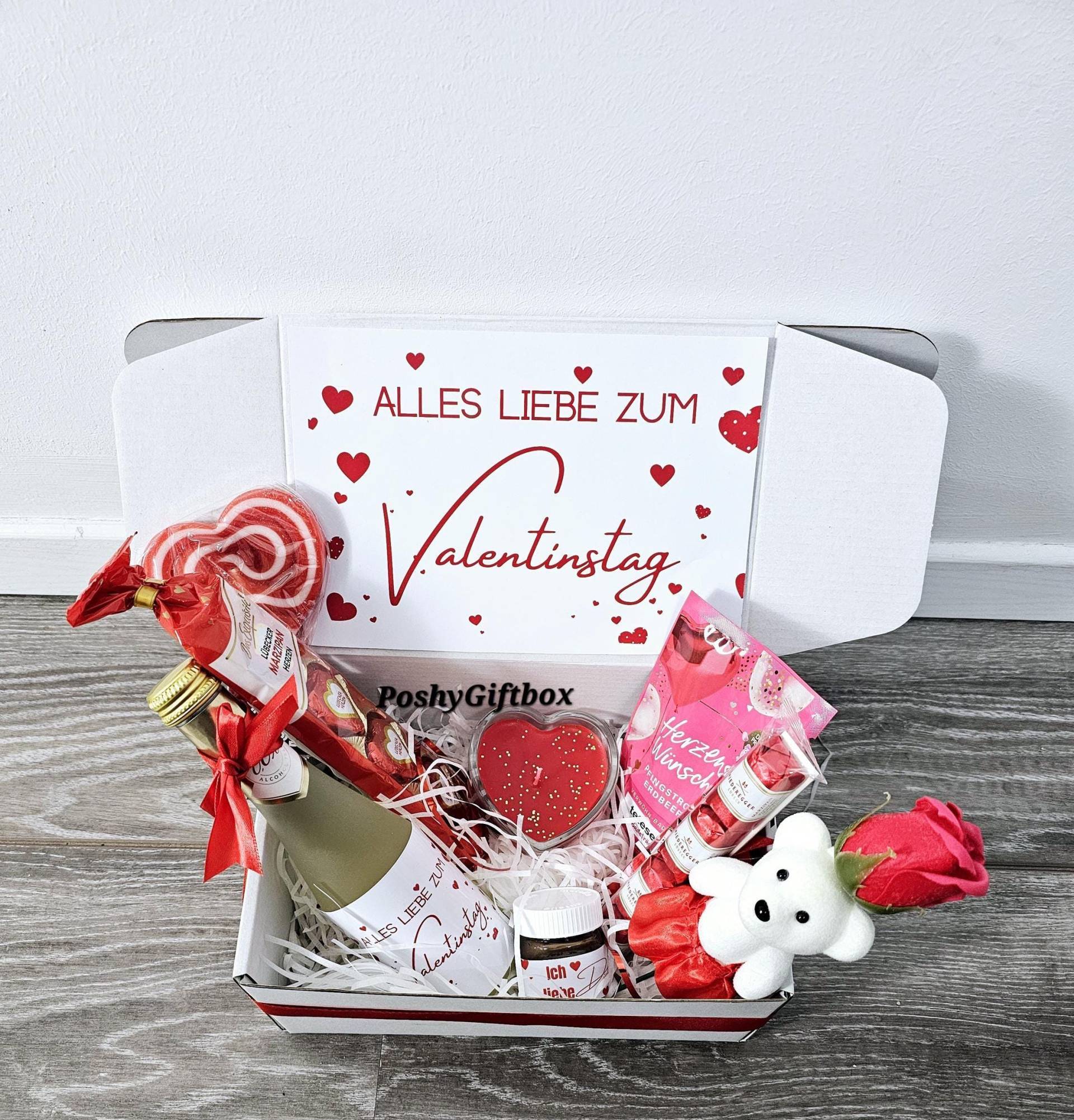 Valentinstaggeschenk/Schokolade Valentinstag/Alles Liebe Zum Valentinstag Geschenk/Geschenkbox Schokolade, Nutella Und Sekt/Liebe Verschenken von Etsy - PoshyGiftbox