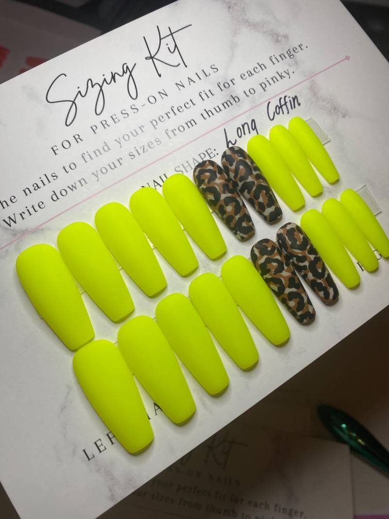 Rts Langer Sarg Neon Leopardenmuster von Etsy - PressedMijasNails