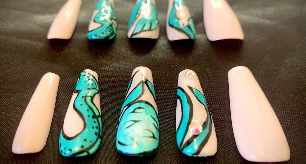 Ocean Themed Nagel Set von Etsy - PressonFashionNails