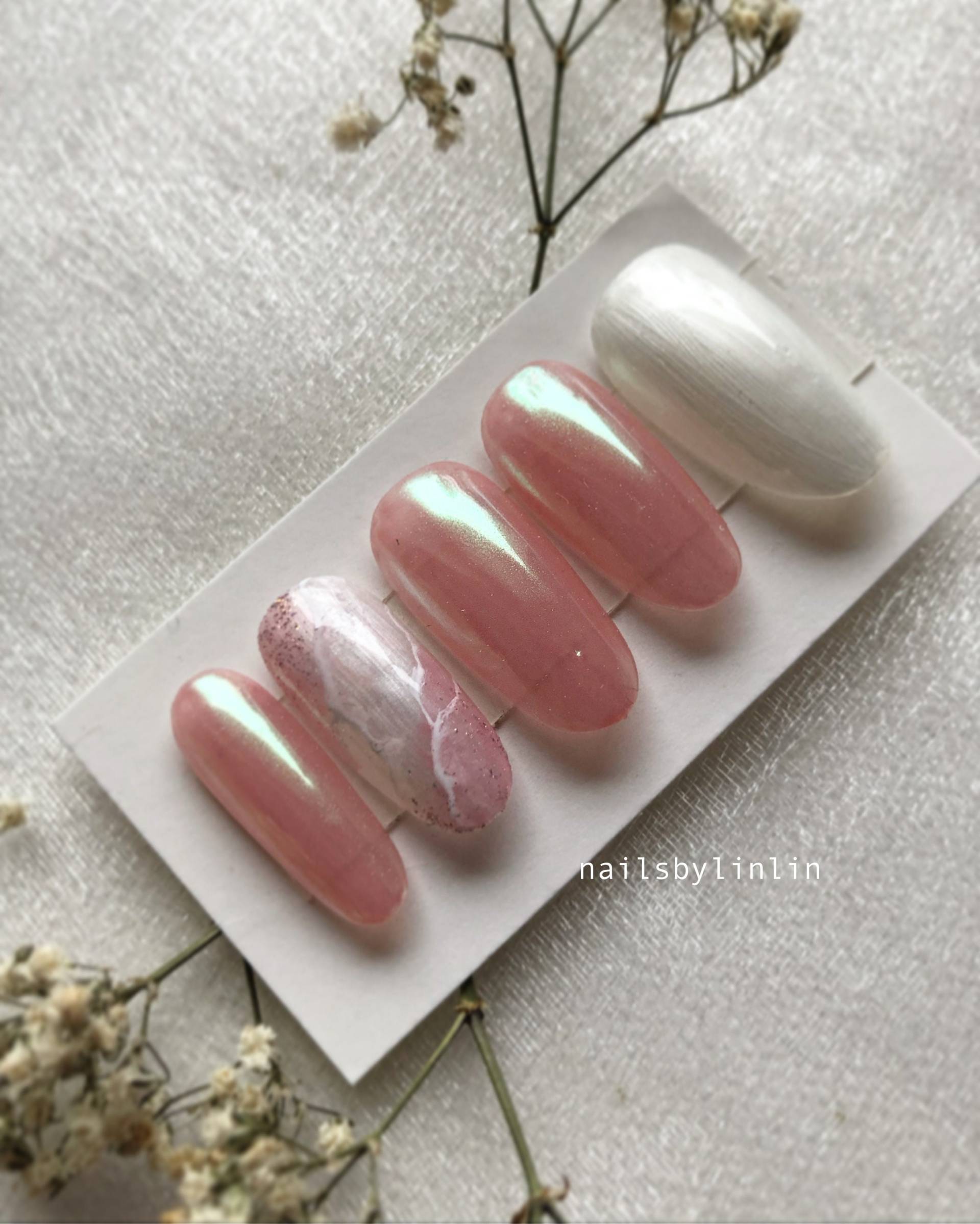 Chrome-Rosa Marble Press-On Nails.elegante Hochzeitsnägel.gellack von Etsy - PressonNailsbyLinlin