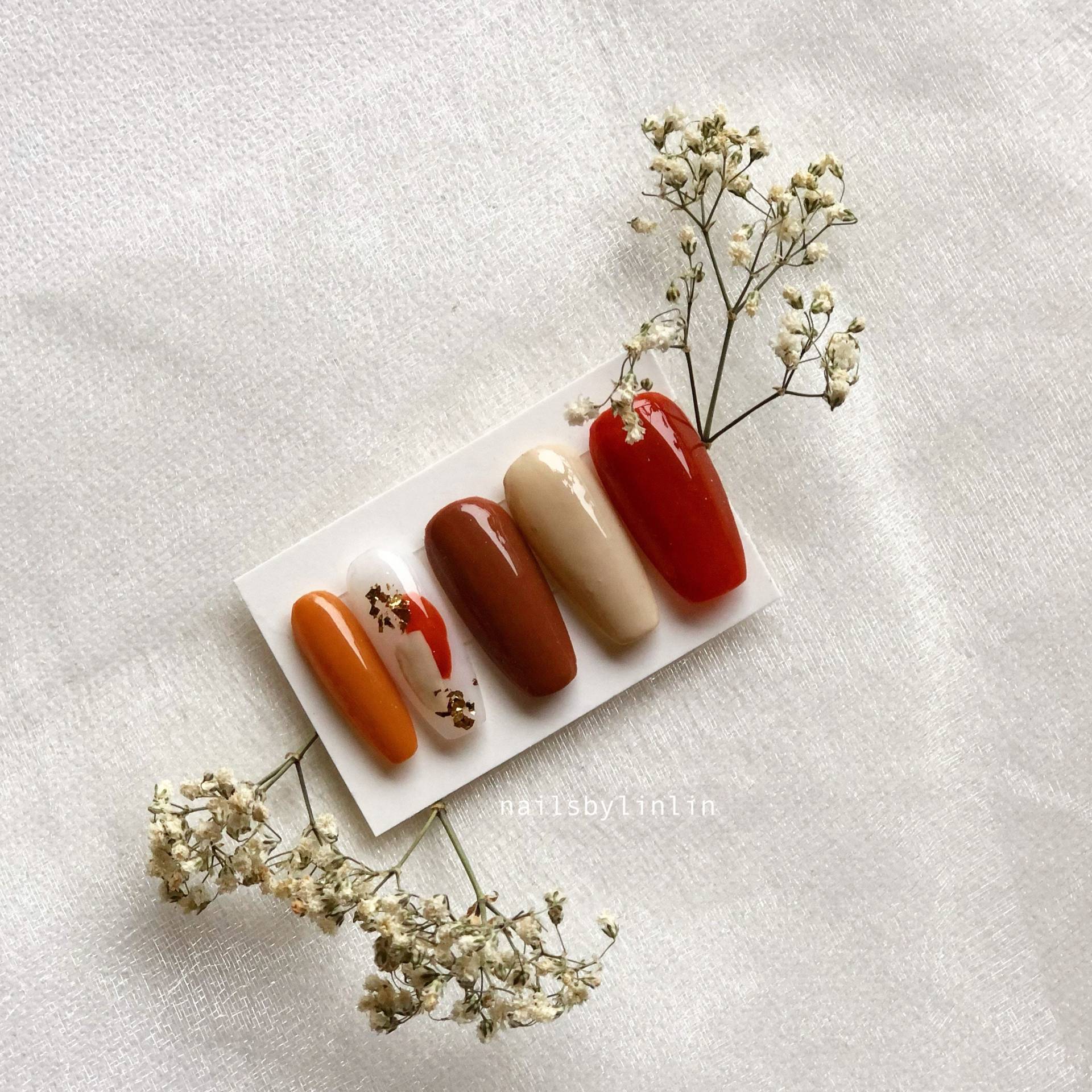 Press-On Nails.gelnägel.autumn.asian Nailart von Etsy - PressonNailsbyLinlin