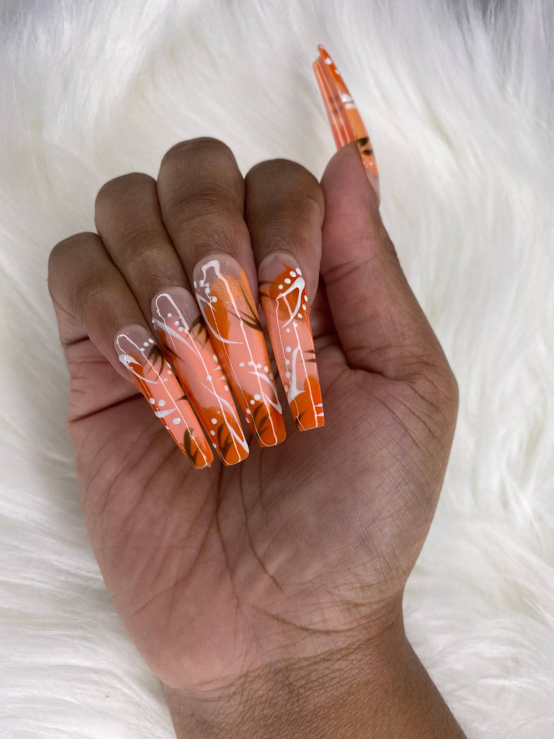 90Er Jahre Style Press On Nails - Orange von Etsy - PrettiPoint