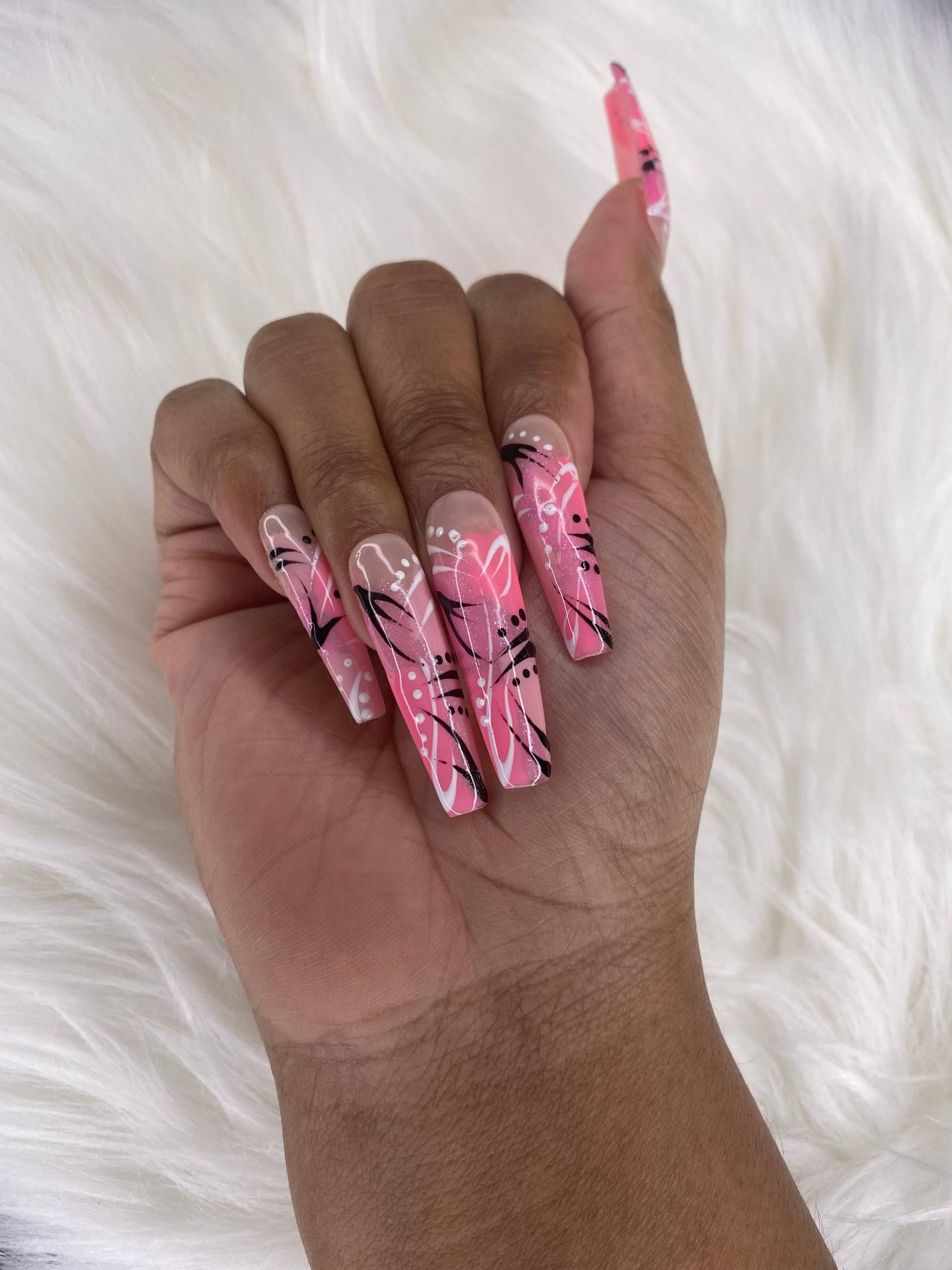 90S Style Press On Nails -Pink von Etsy - PrettiPoint