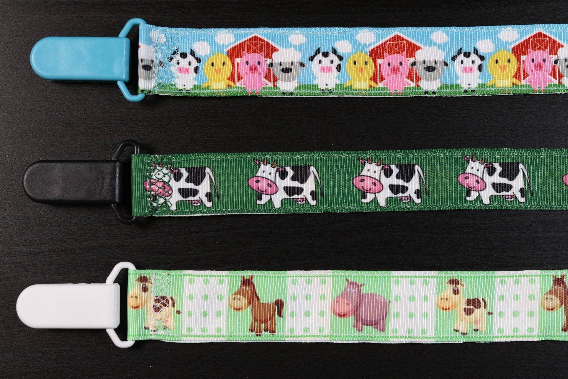 Schnullerkette Bauernhoftiere | Schnullerband Schnullerkette Schnullerkette Bauernhoftiere | Schnullerband Schnullerkette von Etsy - PrettyBittyBabyGoods