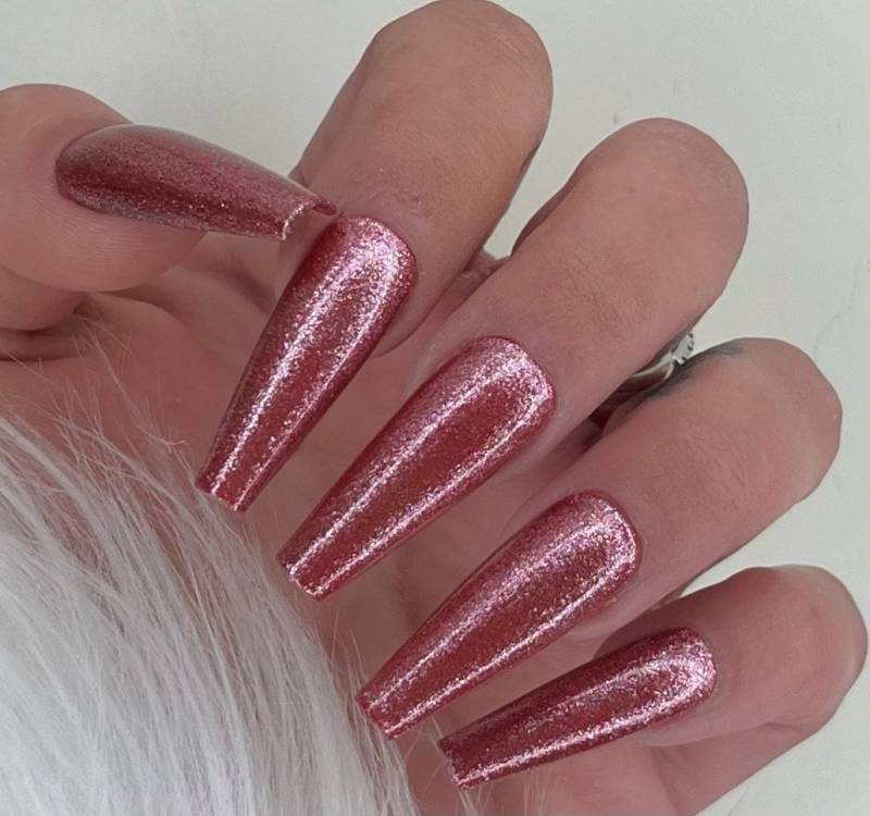 Press On Nails Chrom Rot Hell Glitzer von Etsy - PrincessNails01