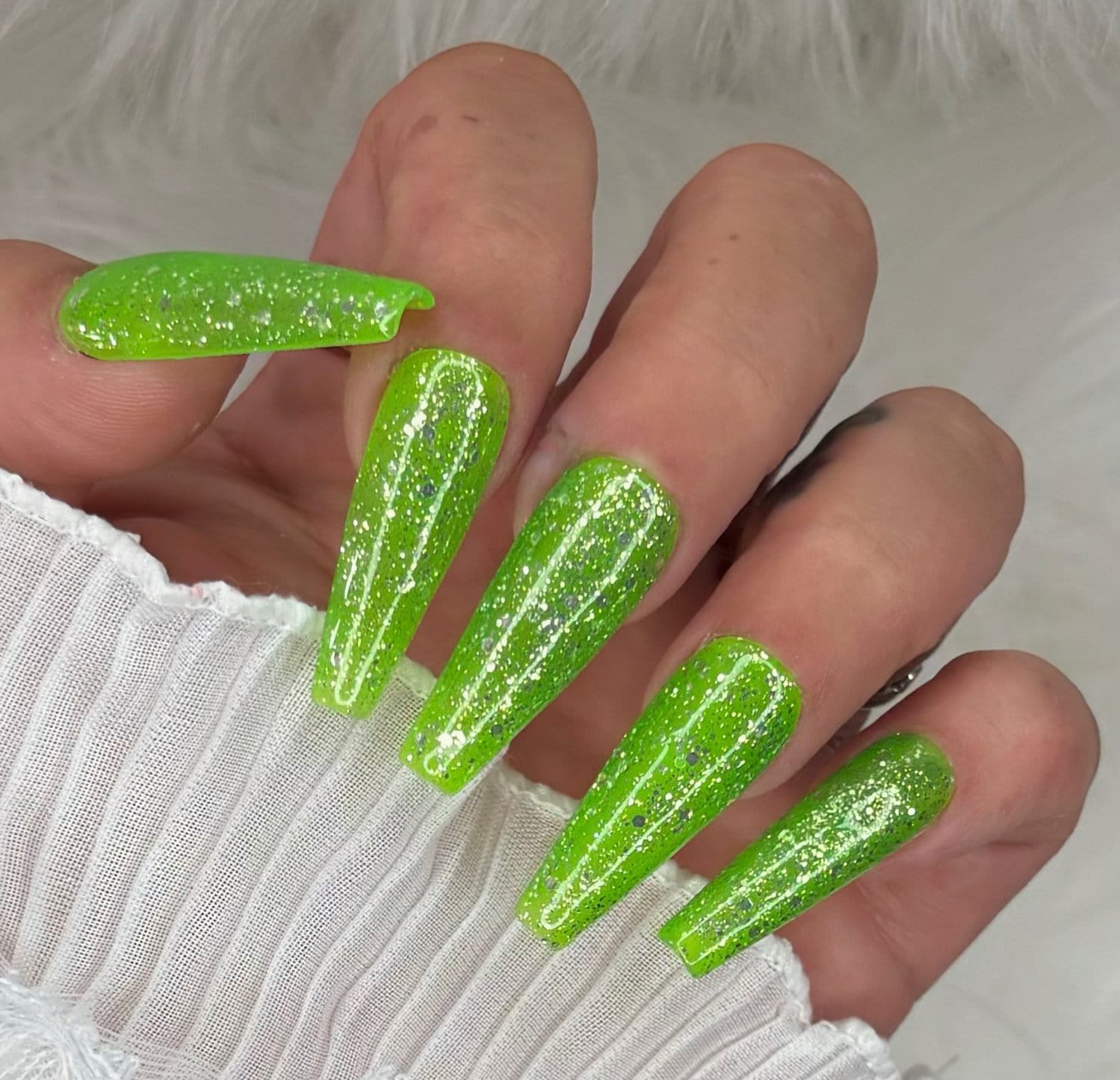 Press On Nails Gift Grün Neon Glitter von Etsy - PrincessNails01