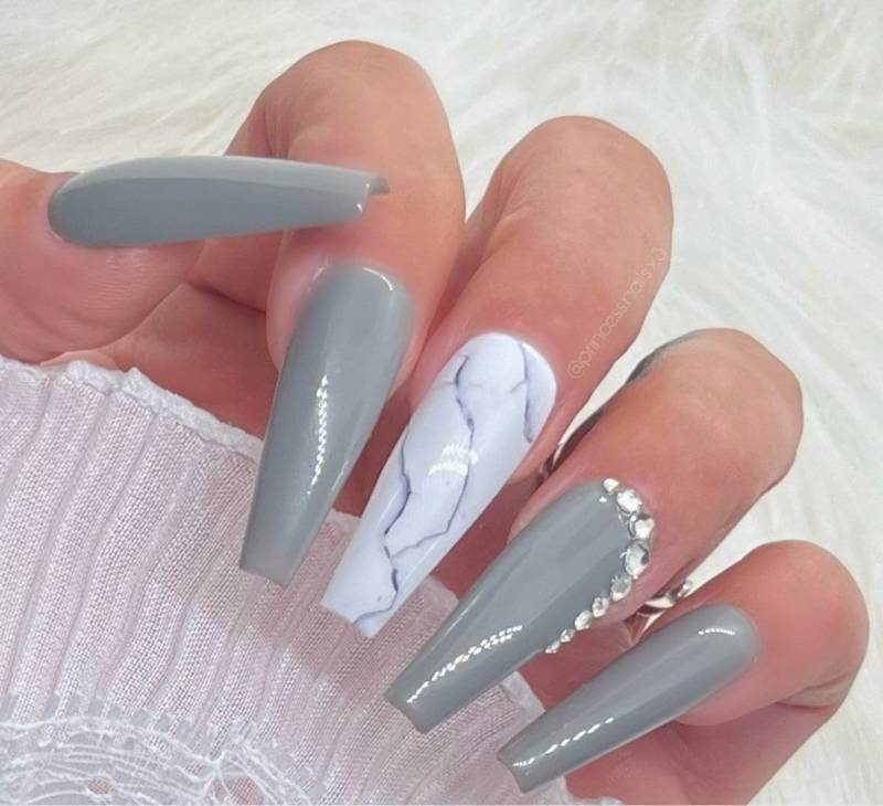 Press On Nails Marble Grau Weiß Marmor von Etsy - PrincessNails01