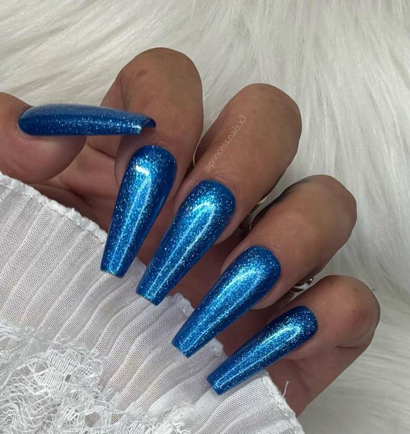 Press On Nails Metallic Meeres Blau Basic Glitzer von Etsy - PrincessNails01