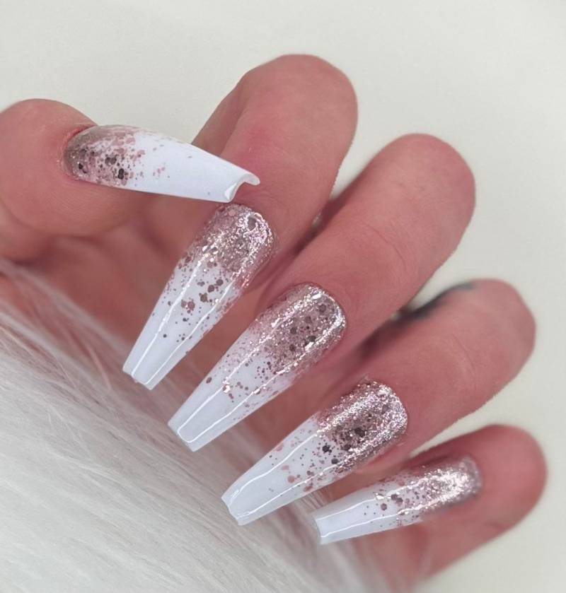 Press On Nails Milky Rose Gold Boomer Glitzer Chrom von Etsy - PrincessNails01