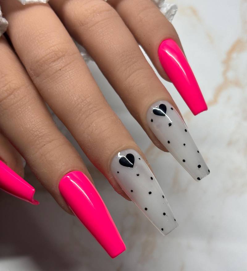 Press On Nails Neon Pink Milky White Herzchen von Etsy - PrincessNails01