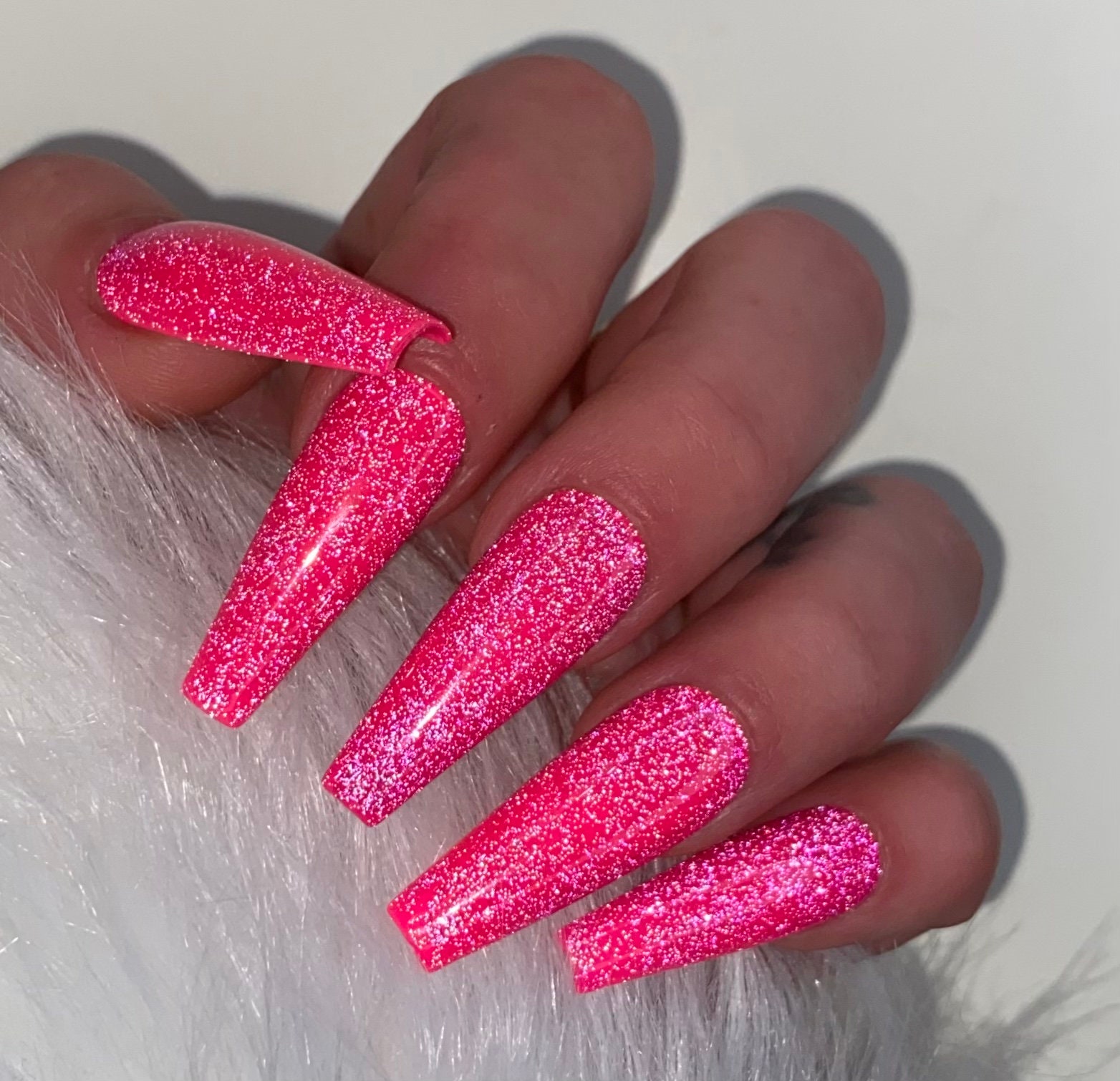 Press On Nails Party Glitzer Barbie Pink Glitter Flash von Etsy - PrincessNails01