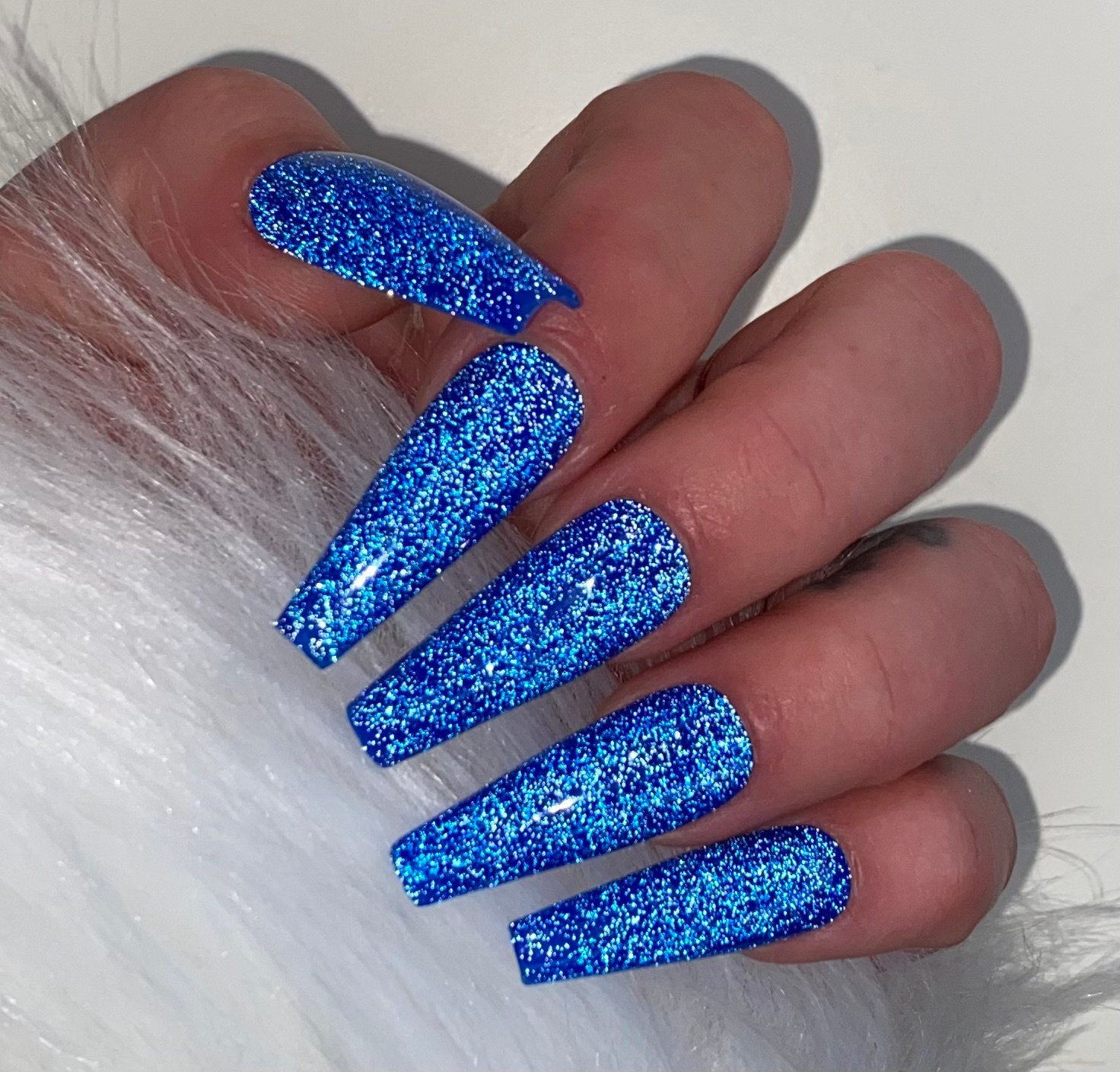 Press On Nails Party Glitzer Blau Blue Glitter Flash von Etsy - PrincessNails01