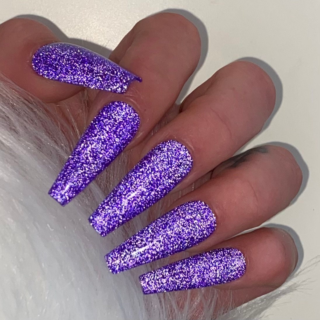 Press On Nails Party Glitzer Lila Blau Glitter Flash von Etsy - PrincessNails01