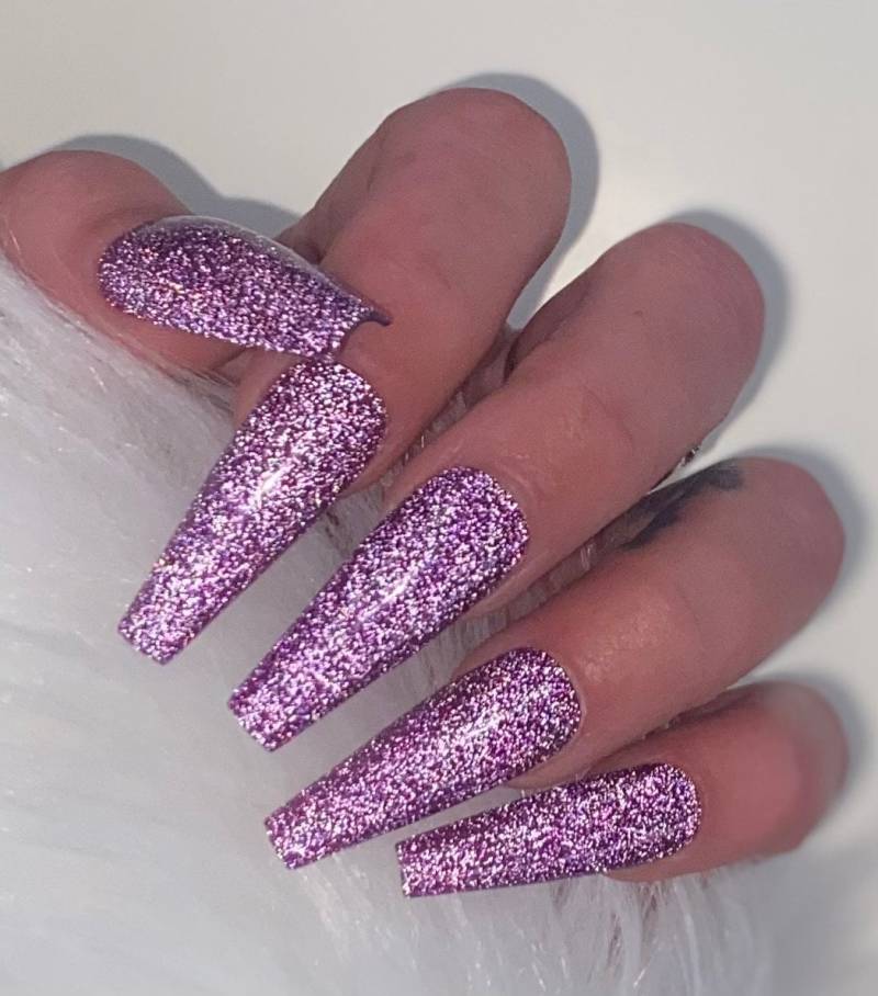 Press On Nails Party Glitzer Pink Lila Flash von Etsy - PrincessNails01