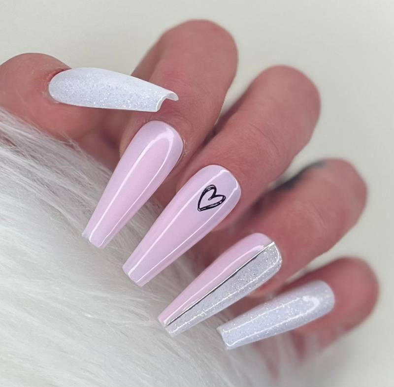 Press On Nails Rosa Weiß Glitzer Love von Etsy - PrincessNails01