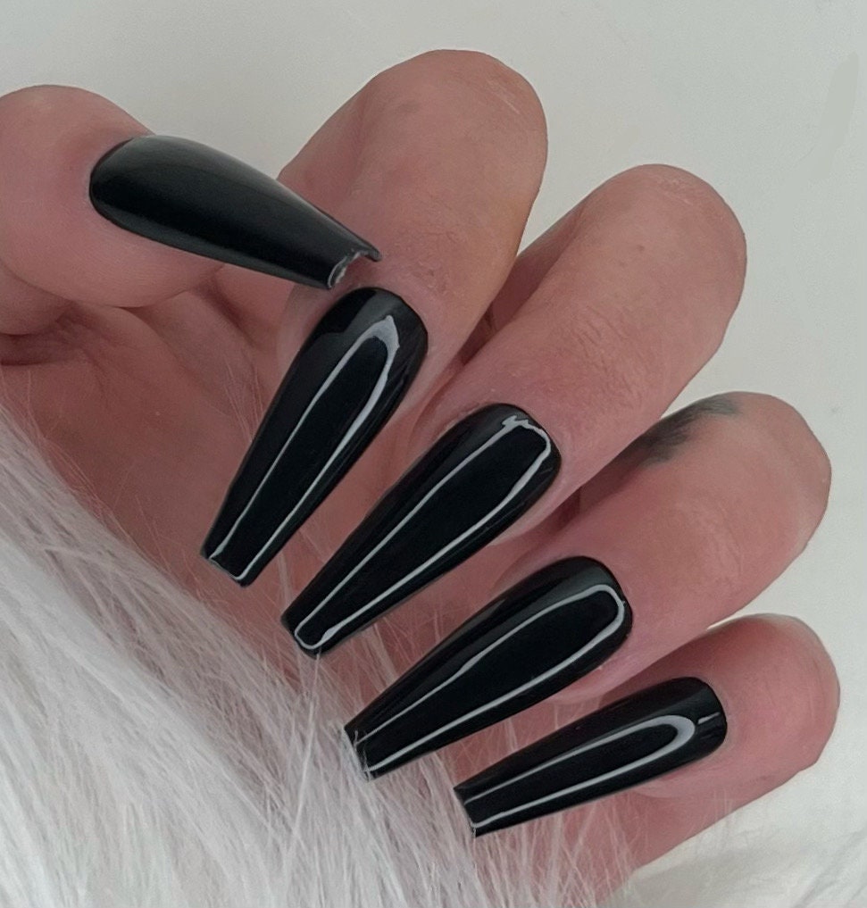 Press On Nails Schwarz Black von Etsy - PrincessNails01