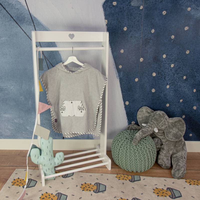 Puckdaddy Bade Poncho Foxi 57x84 cm Baby Mit Kapuze Fuchs Muster in Grau von Etsy - PuckdaddyShop