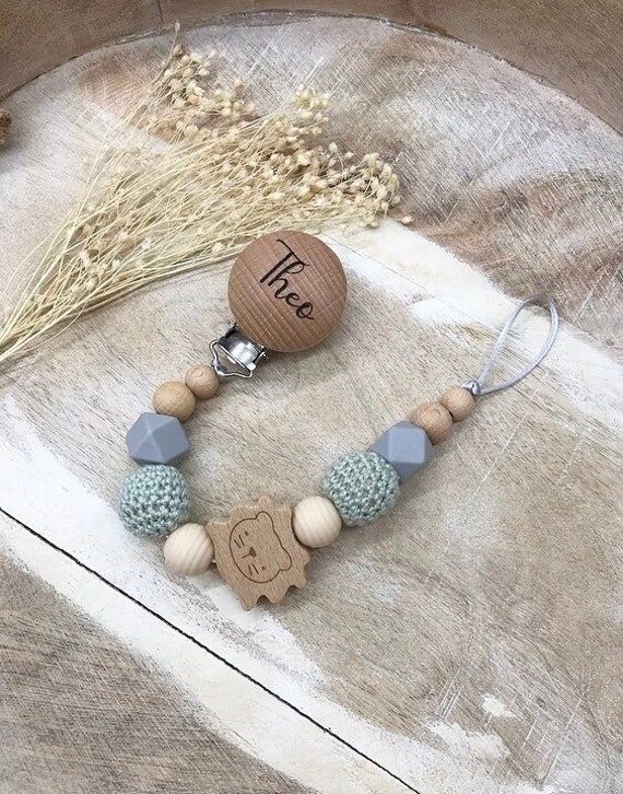 Schnullerkette Mit Namen Personalisiert Graviert Geschenk Taufe/Geburt Verschiedene Schriftarten Clips von Etsy - PureDesignBabyHerz