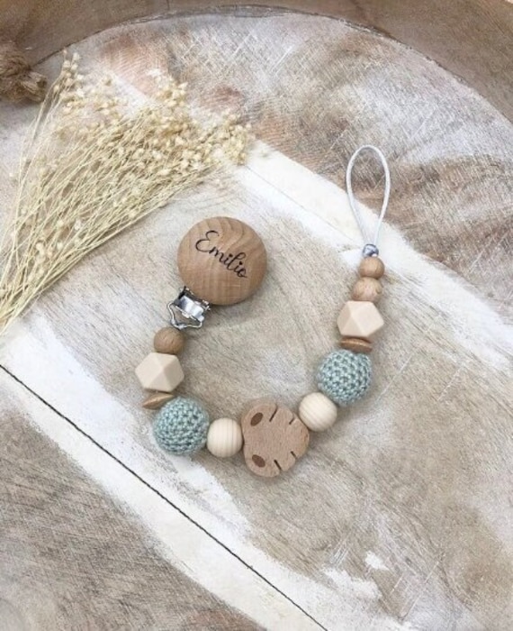 Schnullerkette Graviert Personalisiert von Etsy - PureDesignBabyHerz