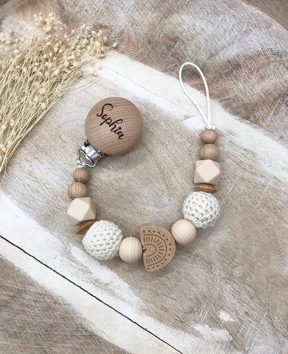 Schnullerkette Graviert Personalisiert von Etsy - PureDesignBabyHerz