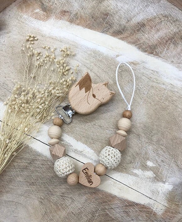 Schnullerkette Mit Namen Personalisiert Graviert Geschenk Taufe/Geburt Verschiedene Schriftarten Clips von Etsy - PureDesignBabyHerz