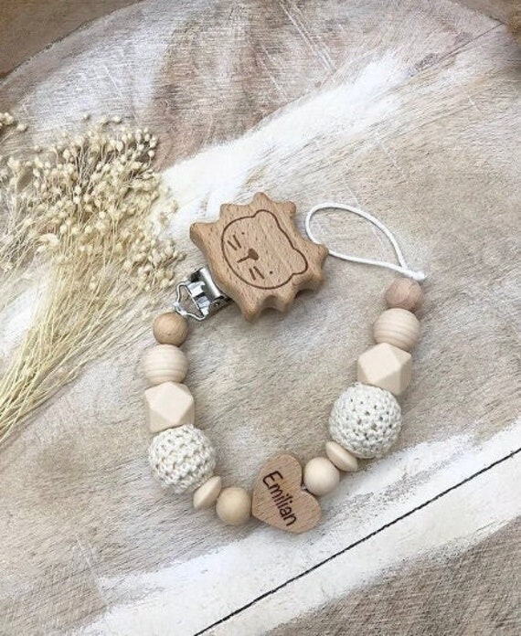 Schnullerkette Mit Namen Personalisiert Graviert Geschenk Taufe/Geburt Verschiedene Schriftarten Clips von Etsy - PureDesignBabyHerz