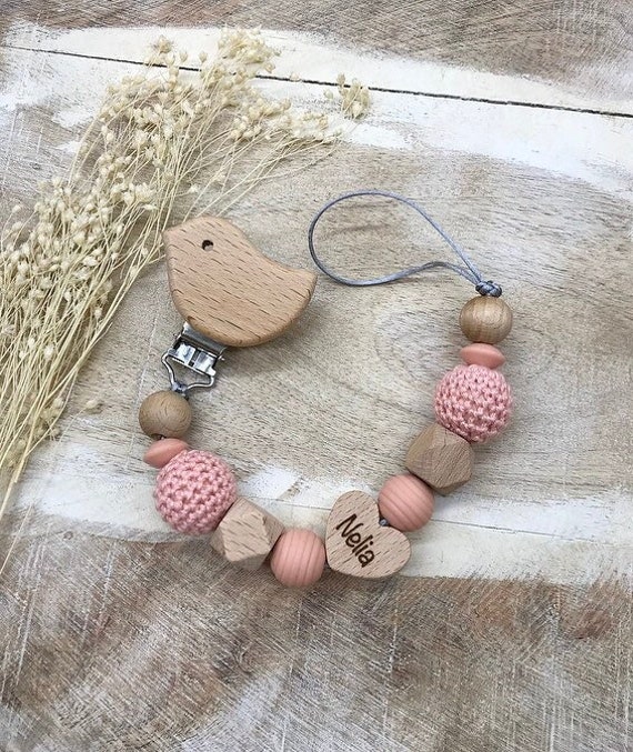 Schnullerkette Mit Namen Personalisiert Graviert Geschenk Taufe/Geburt Verschiedene Schriftarten Clips von Etsy - PureDesignBabyHerz