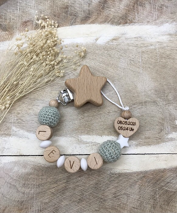 Schnullerkette Personalisiert Graviert von Etsy - PureDesignBabyHerz