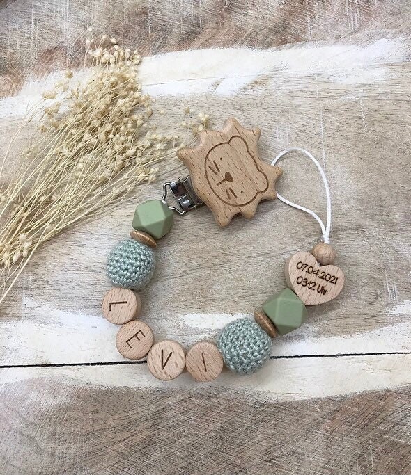 Schnullerkette Personalisiert Graviert von Etsy - PureDesignBabyHerz