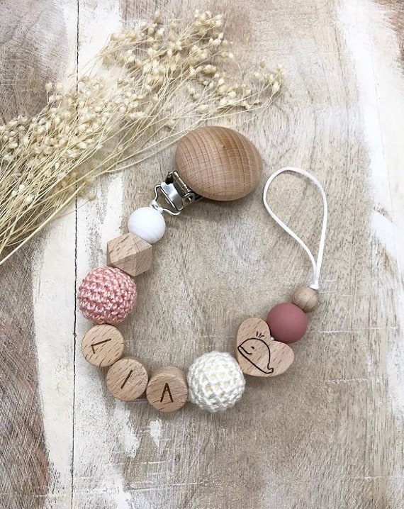 Schnullerkette Personalisiert Graviert von Etsy - PureDesignBabyHerz