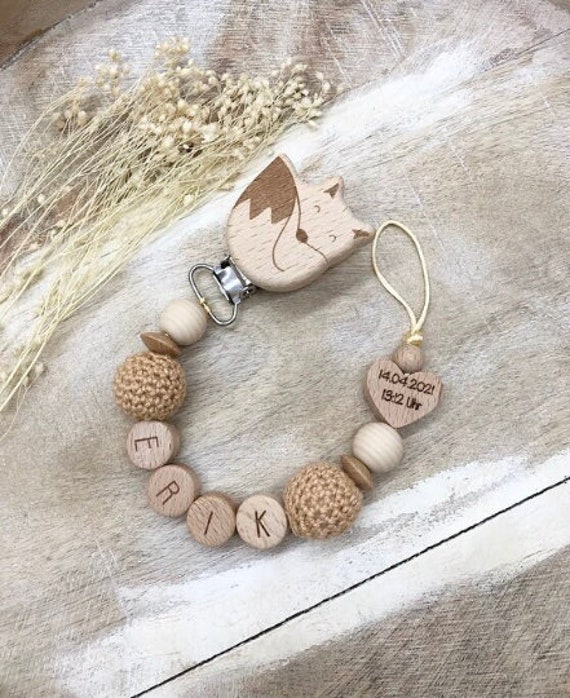 Schnullerkette Mit Namen Personalisiert Graviert Geschenk Taufe/Geburt Verschiedene Schriftarten Clips von Etsy - PureDesignBabyHerz