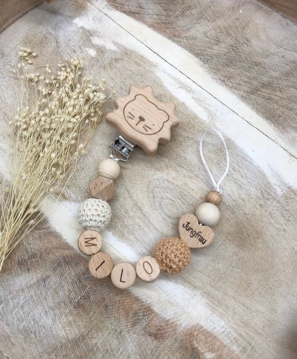 Schnullerkette Mit Namen Personalisiert Graviert Geschenk Taufe/Geburt Verschiedene Schriftarten Clips von Etsy - PureDesignBabyHerz