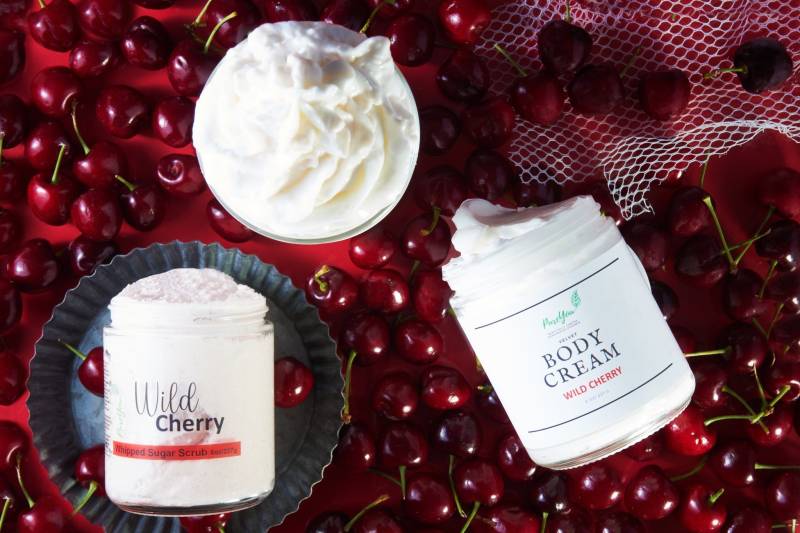 Wild Cherry Skincare Bundle, Samt Body Cream, Whipped Soap & Sugar Scrub von Etsy - PureYouHandmade